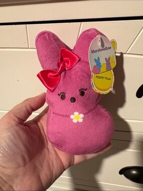 Marshmallow Pink Plush Bunny with Bow